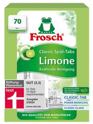Mosogatógép tabletta, 70 db, FROSCH, zöldcitrom